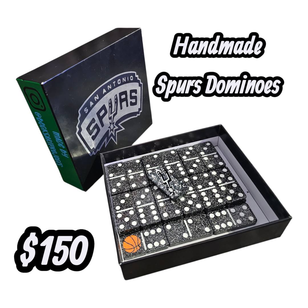 San Antonio Spurs Epoxy Resin Handmade 1 of 2 Dominoes Set